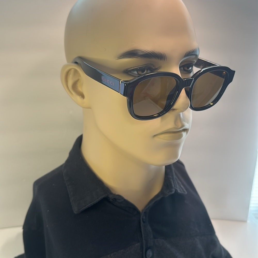 New - GUCCI GG1140SK-003 Unisex Classic Designer Sunglasses in Black & Gold/Br…